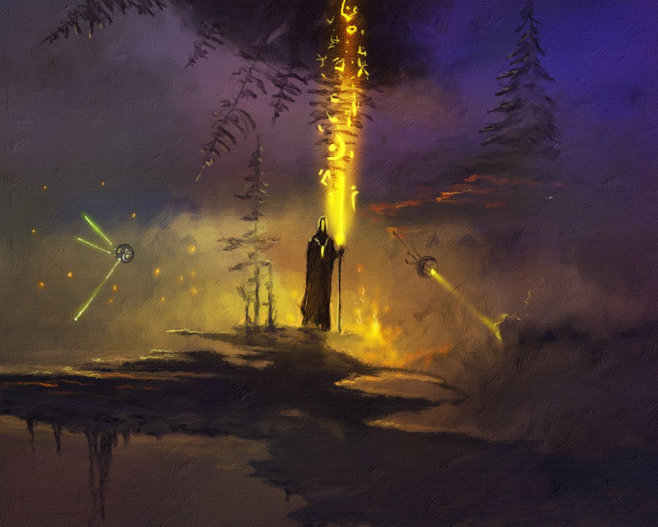 1280x1024 Wallpaper magician, magic, runes, art