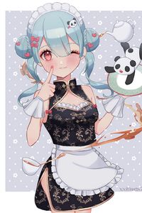 Preview wallpaper maid, smile, gesture, anime, art