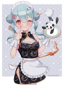 Preview wallpaper maid, smile, gesture, anime, art