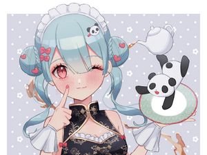 Preview wallpaper maid, smile, gesture, anime, art