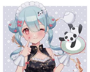 Preview wallpaper maid, smile, gesture, anime, art