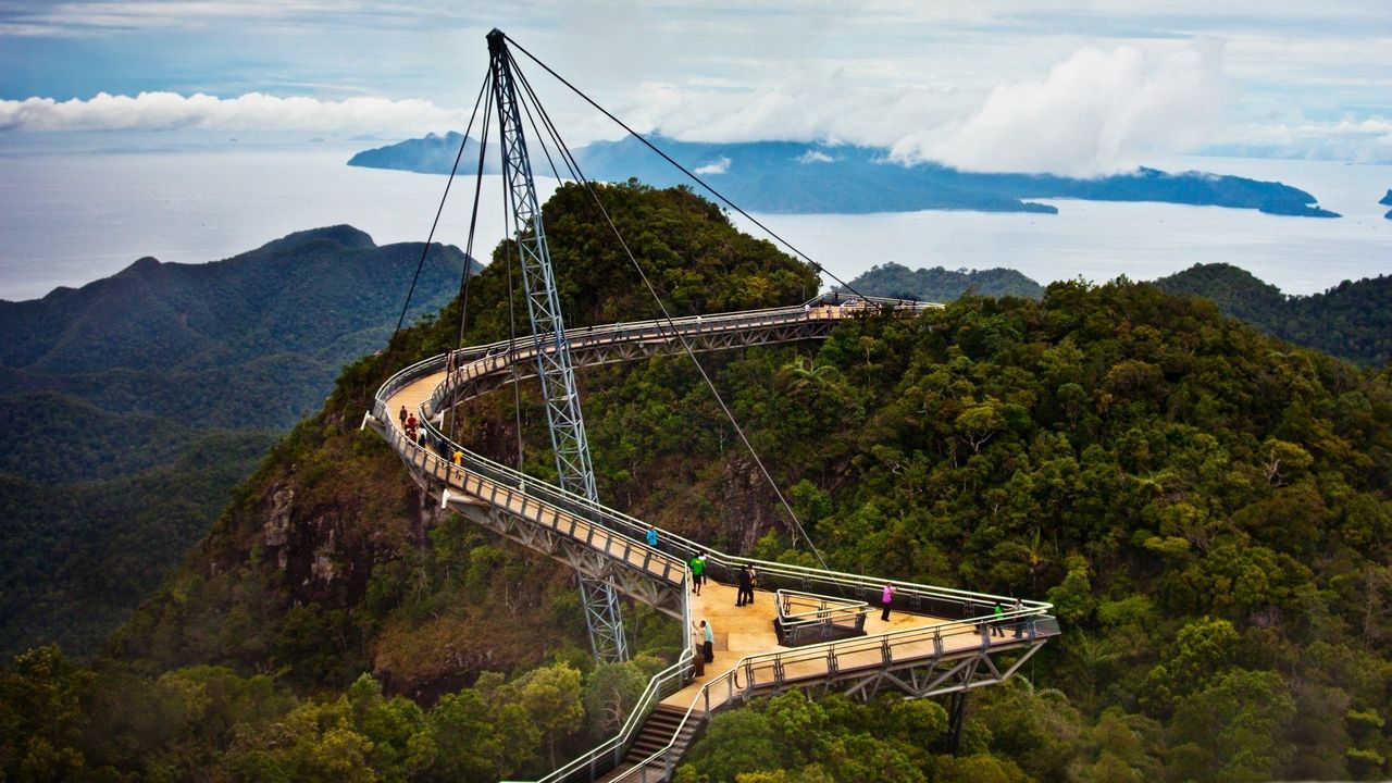 Wallpaper malaysia, langkawi, bridge, landscape, trees