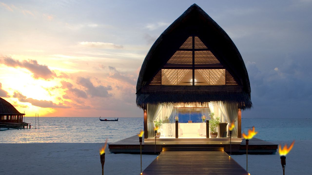 Wallpaper maldives, beach, tropical, sea, sand, bungalows