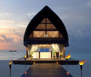 Preview wallpaper maldives, beach, tropical, sea, sand, bungalows