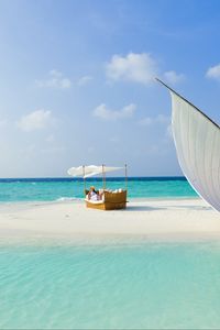 Preview wallpaper maldives, beach, tropical, sea, sand, island, boat, summer