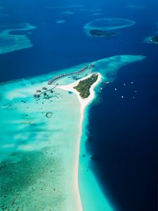Preview wallpaper maldives, island, ocean, top view, tropics