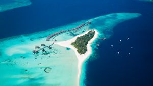 Preview wallpaper maldives, island, ocean, top view, tropics