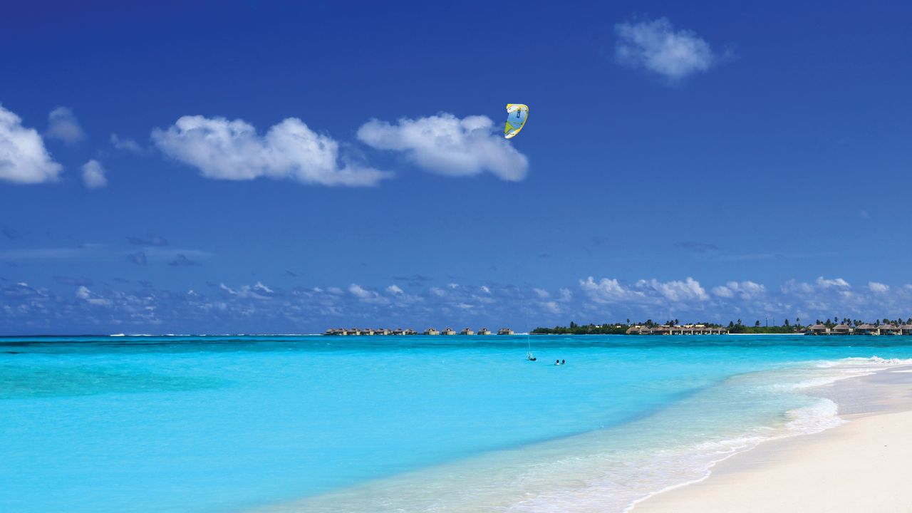 Wallpaper maldives, ocean, parasailing, paragliding