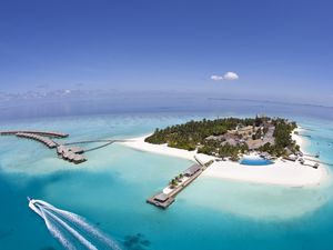 Preview wallpaper maldives, seychelles, island, resort, rest, height, land, blue water, relax, paradise