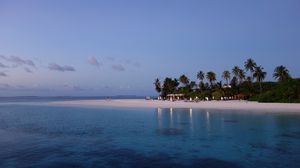 Preview wallpaper maldives, tropical, beach, palm trees, evening