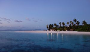 Preview wallpaper maldives, tropical, beach, palm trees, evening