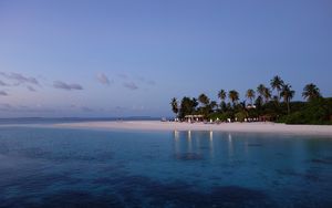 Preview wallpaper maldives, tropical, beach, palm trees, evening