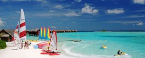 Preview wallpaper maldives, tropical, beach, boat