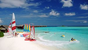 Preview wallpaper maldives, tropical, beach, boat