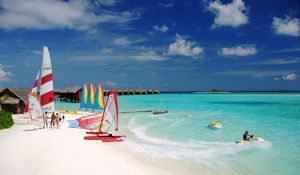 Preview wallpaper maldives, tropical, beach, boat