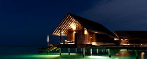 Preview wallpaper maldives, tropical, bungalows, night