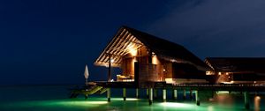 Preview wallpaper maldives, tropical, bungalows, night