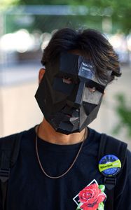Preview wallpaper man, 3d mask, mask, black