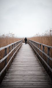 Preview wallpaper man, alone, bridge, nature