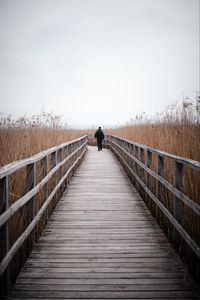 Preview wallpaper man, alone, bridge, nature