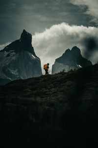 Preview wallpaper man, alone, camping, mountains, nature