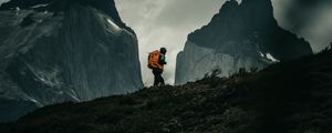 Preview wallpaper man, alone, camping, mountains, nature