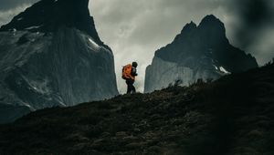 Preview wallpaper man, alone, camping, mountains, nature