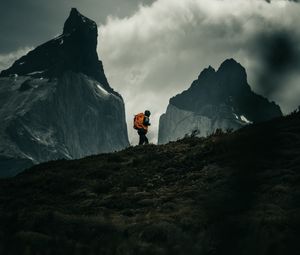 Preview wallpaper man, alone, camping, mountains, nature