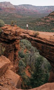 Preview wallpaper man, alone, canyon, rocks, view