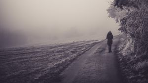 Preview wallpaper man, alone, fog, nature