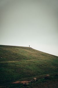 Preview wallpaper man, alone, hill, field, nature