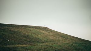 Preview wallpaper man, alone, hill, field, nature