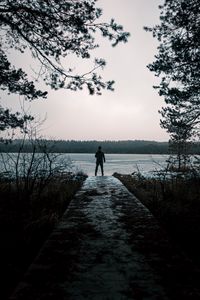 Preview wallpaper man, alone, lake, nature, view