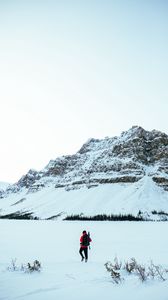 Preview wallpaper man, alone, mountain, snow, travel