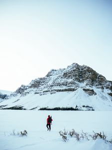 Preview wallpaper man, alone, mountain, snow, travel