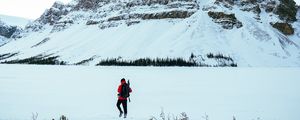 Preview wallpaper man, alone, mountain, snow, travel