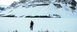 Preview wallpaper man, alone, mountain, snow, travel