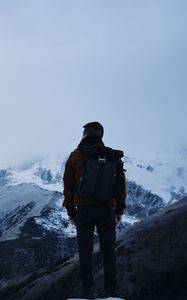 Preview wallpaper man, alone, mountains, travel, nature