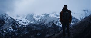 Preview wallpaper man, alone, mountains, travel, nature
