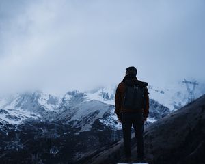 Preview wallpaper man, alone, mountains, travel, nature