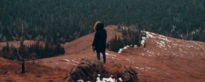 Preview wallpaper man, alone, mountains, forest, nature