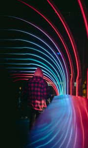 Preview wallpaper man, alone, neon, light, colorful