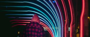 Preview wallpaper man, alone, neon, light, colorful