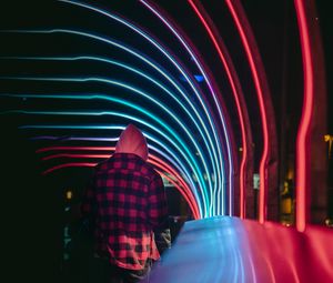 Preview wallpaper man, alone, neon, light, colorful