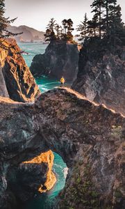 Preview wallpaper man, alone, rocks, nature