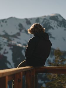 Preview wallpaper man, alone, sad, mountains, nature