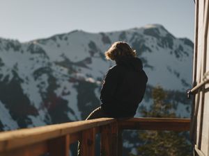 Preview wallpaper man, alone, sad, mountains, nature