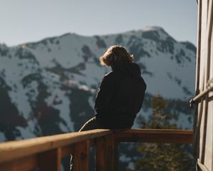 Preview wallpaper man, alone, sad, mountains, nature