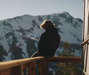 Preview wallpaper man, alone, sad, mountains, nature