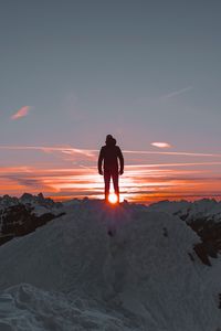 Preview wallpaper man, alone, sad, mountains, sunset